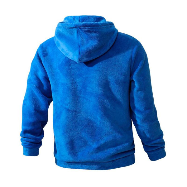 Men's Casual Solid Color Coral Fleece Loose Pullover Hoodie 82668376M