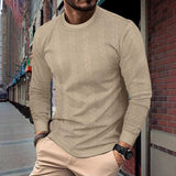 Men's Solid Color Textured Round Neck Long Sleeve Casual Sweatshirt 57235404Z