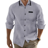 Men's Cotton and Linen Casual Loose Long-sleeved Shirt 18601388X