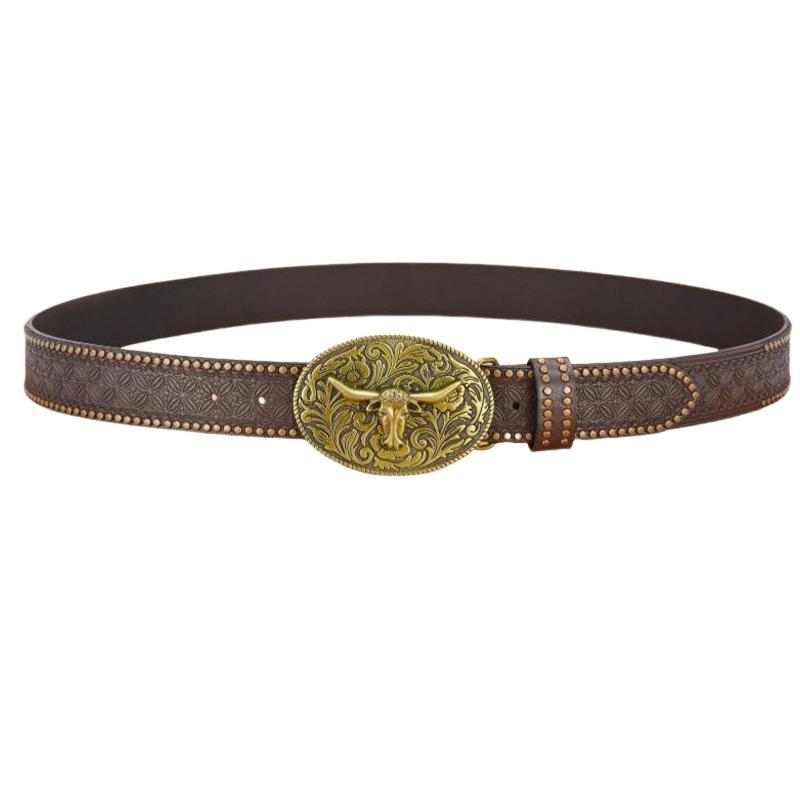 Ceinture en relief à rivets vintage pour homme 33277436U