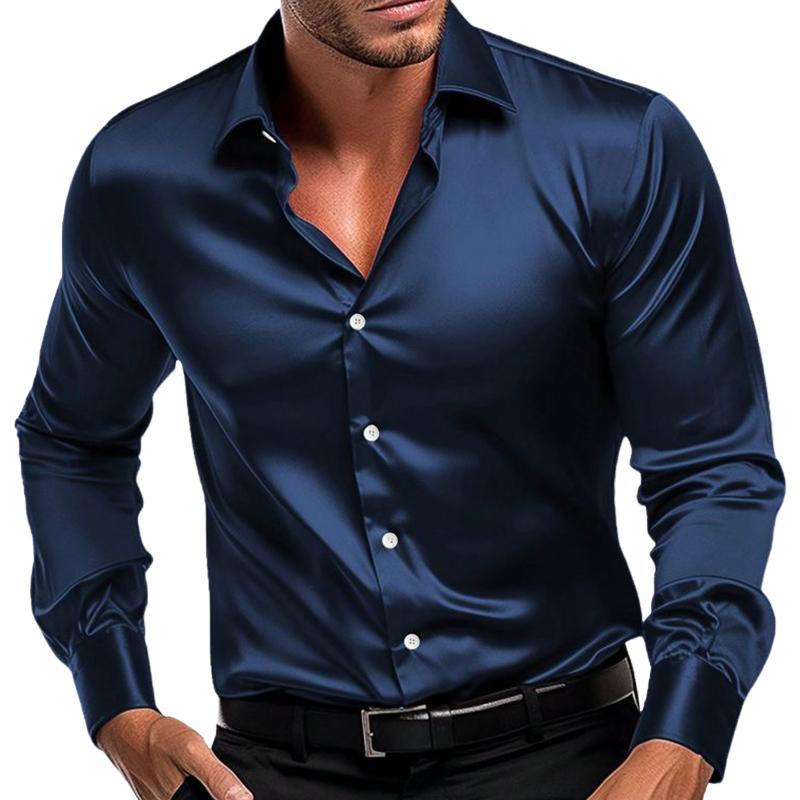 Men's Vintage Sapphire Blue Long Sleeve Shirt 04012168U