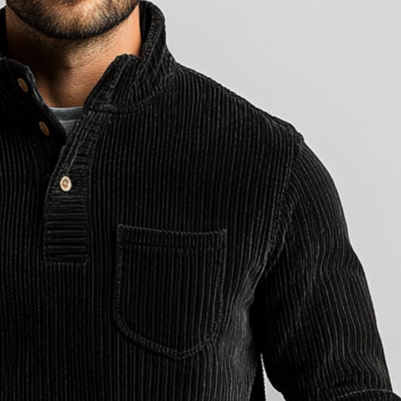 Men's Retro Casual Ribbed Pocket Stand Collar Sweatshirt 12765690TO