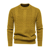 Men's Vintage Cable Collar Round Neck Loose Pullover Sweater 99656636M