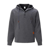 Men's Casual Checkered Jacquard Loose Long Sleeve Hoodie 74768113M