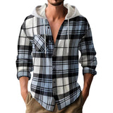 Men's Plaid Flannel Hooded Long Sleeve Shirt 95678054Y