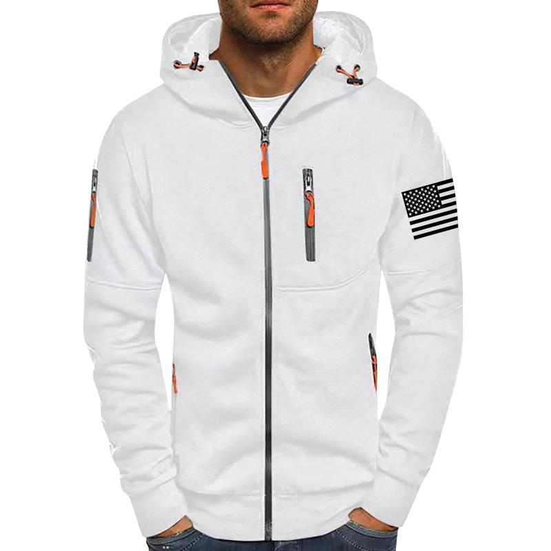 Men's Solid Cardigan Zip-Up Hooded Jacket 59926043X