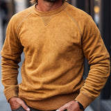 Men's Casual Round Neck Suede Sweatshirt 67467606F