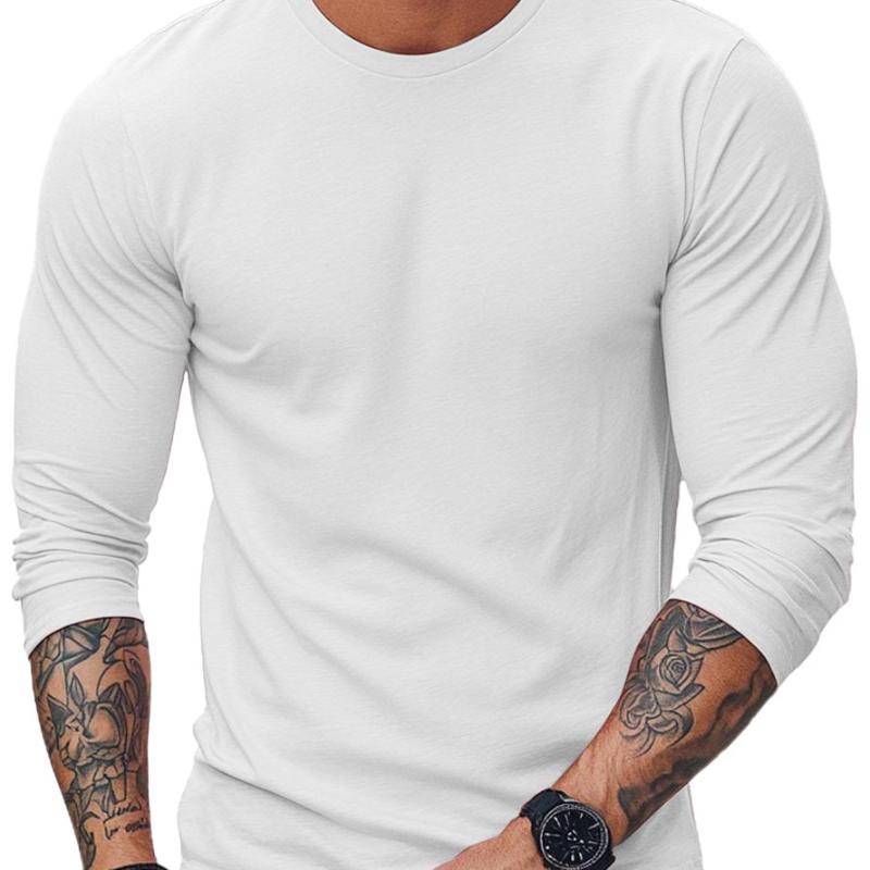 Men's Casual Cotton Blended Round Neck Slim Fit Long Sleeve T-Shirt 43340419M