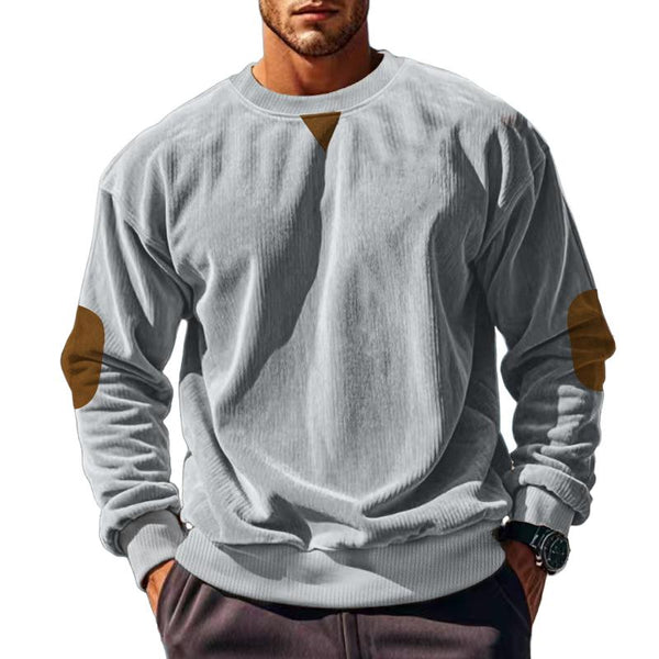 Men's Colorblock Corduroy Round Neck Long Sleeve Sweatshirt 39561930Z