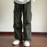 Men's Solid Corduroy Multi-pocket Elastic Waist Loose Cargo Pants 21951086Z