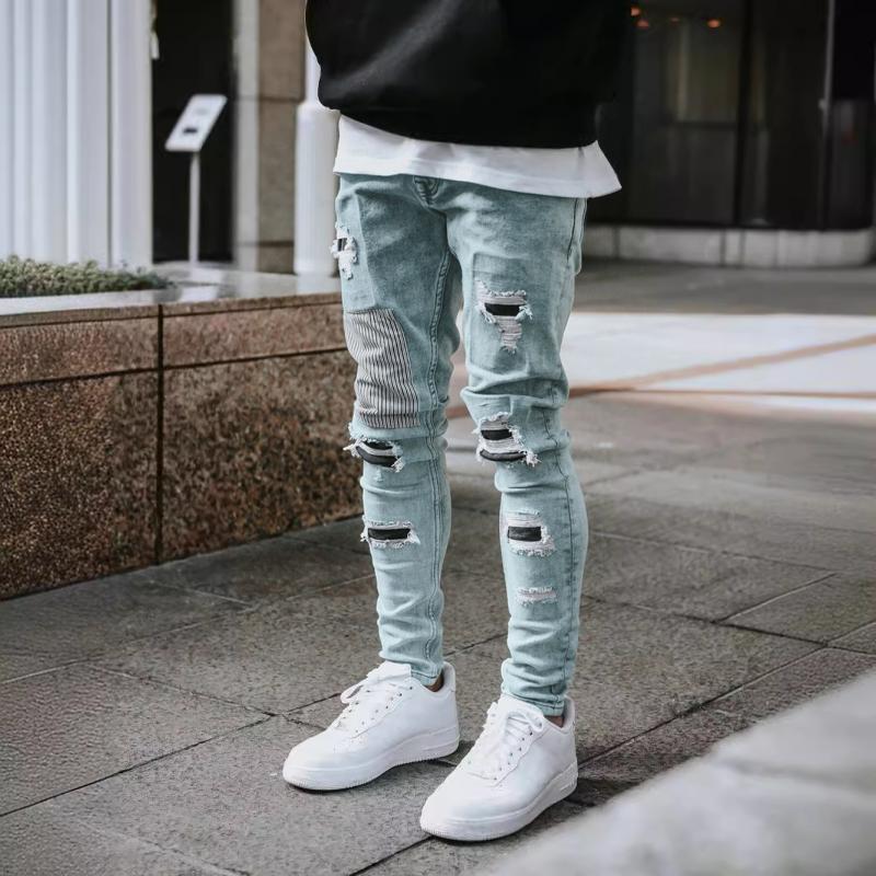 Men's Fashion Distressed Skinny Casual Jeans 62647592Z