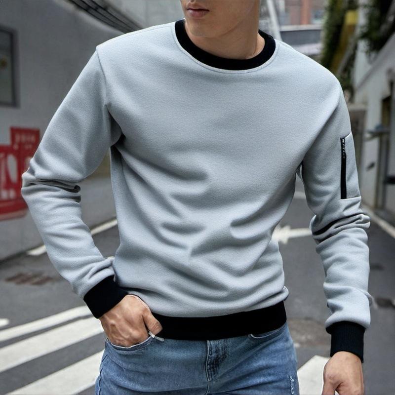 Men's Colorblock Polar Fleece Round Neck Long Sleeve Outdoor Casual Sweatshirt 17641777Z