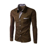 Men's Classic Design Patchwork Cotton Slim Fit Long Sleeve Shirt 30907788K