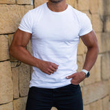 Men's Casual Solid Color Round Neck T-Shirt 08840105TO
