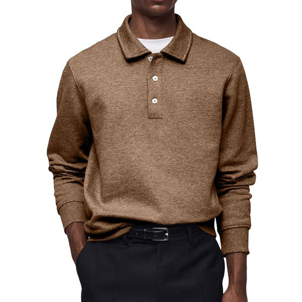 Men's Casual Solid Color Button Lapel Sweatshirt 05220412Y