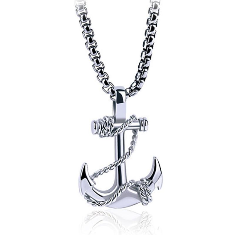 Casual Vintage Anchor Cross Necklace 76908011TO