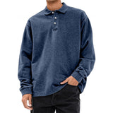 Men's Casual Lapel Loose Long-sleeved Polo Shirt 72037686M