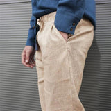 Men's Solid Color Cotton And Linen Loose Casual Trousers 66566626Z