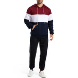 Men's Color Block Pocket Long Sleeve Casual Hoodie 14394300Z
