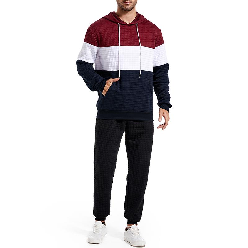 Men's Color Block Pocket Long Sleeve Casual Hoodie 14394300Z