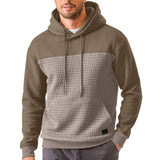 Men's Casual Waffle Patchwork Loose Sports Hoodie 26741672M