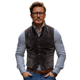 Men's Vintage Velvet Stand Collar Single Breasted Slim Vest 01581713M