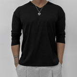 Men's Retro Casual Striped V-Neck Long Sleeve T-Shirt 00010198TO