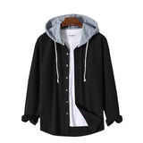 Men's Casual Solid Color Waffle Hooded Shirt 58756257Y