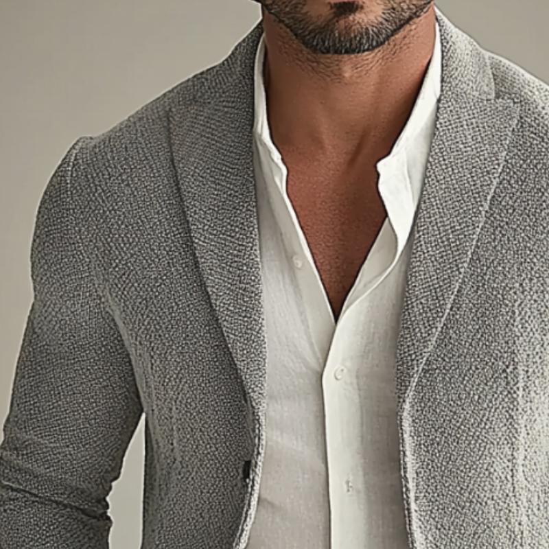 Veste à revers mince de couleur unie tendance rétro décontractée pour hommes 65857505TO