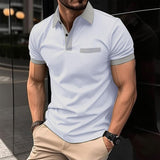 Men's Color Block Short Sleeve Casual Polo Shirt 75540527Z