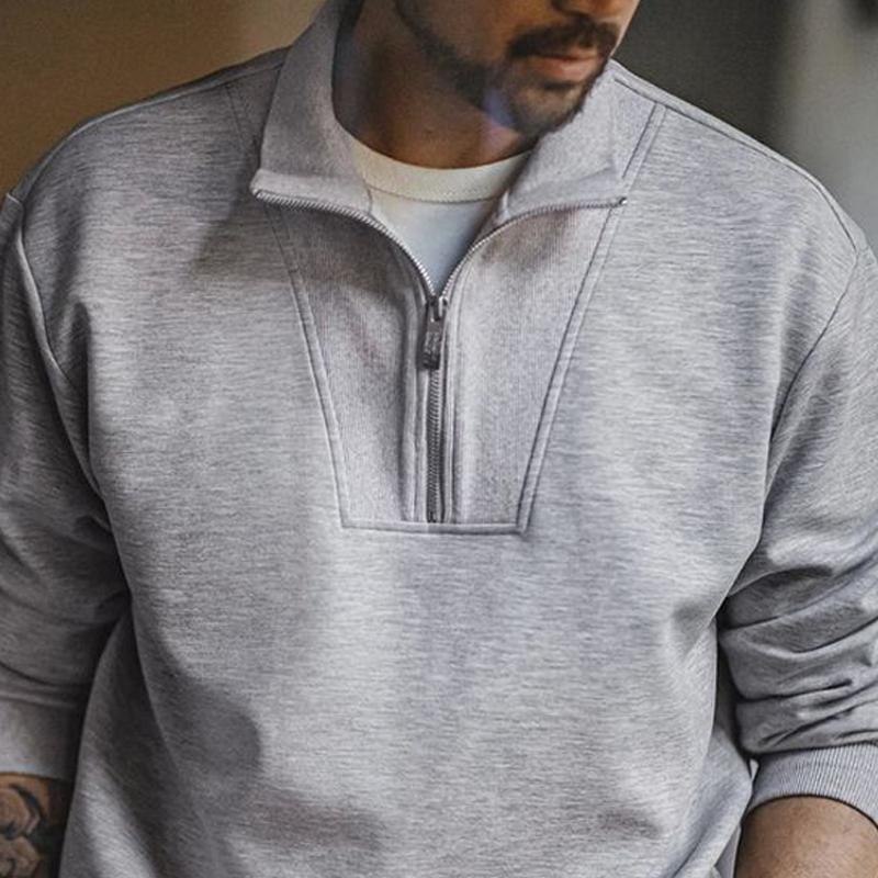 Men's Fashion Solid Color Loose Lapel Long Sleeve Casual Sweatshirt 63865371Z