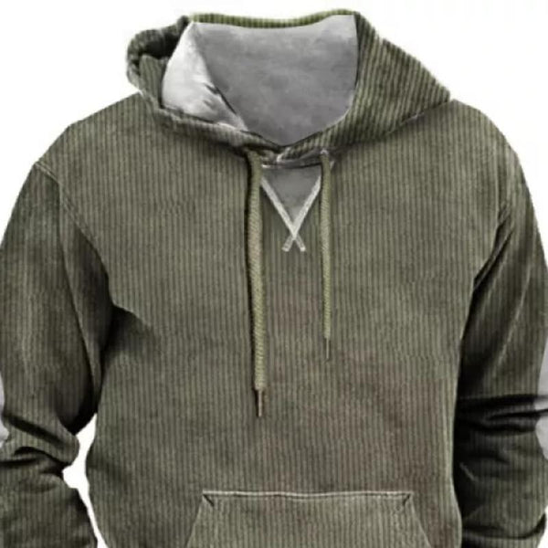 Men's Vintage Corduroy Stitching Hooded Sweatshirt 59888529Y