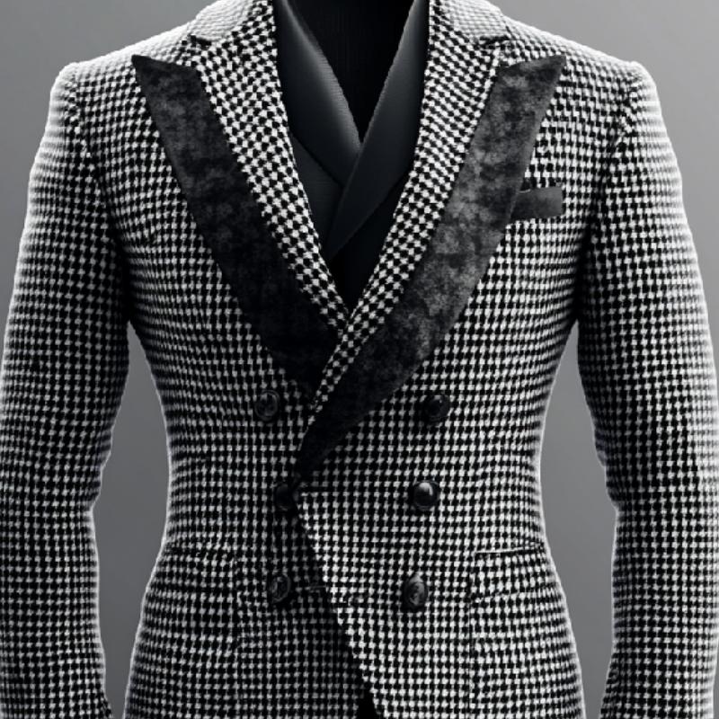 Men's Stylish Houndstooth Double-breasted Lapel Blazer 34465600F