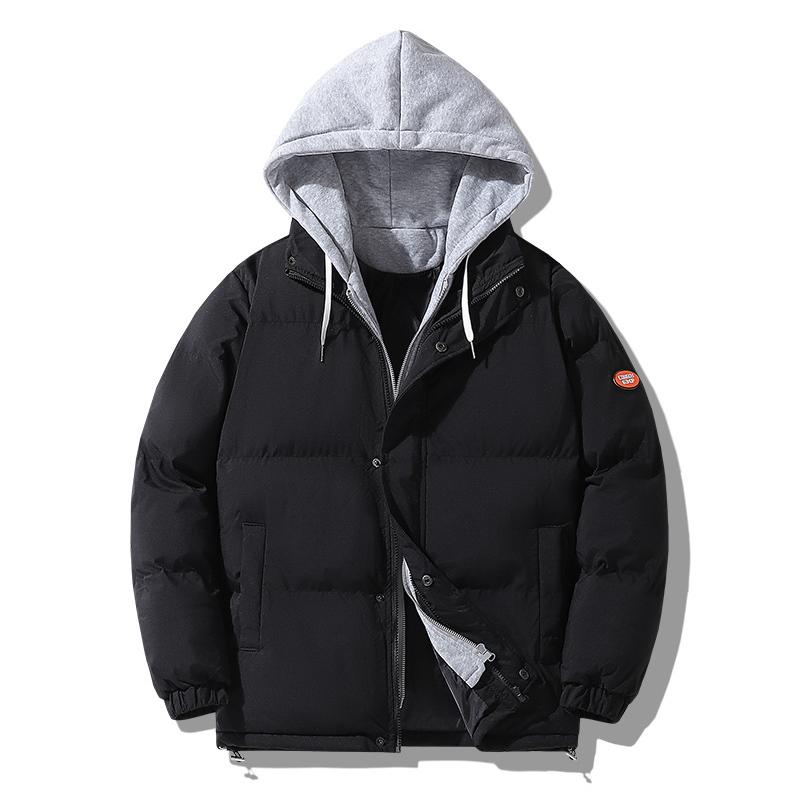 Men's Solid Thicken Hooded Zipper Pockets Padded Coat 80044160Z