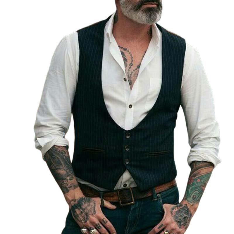 Men's Retro Classic Casual Slim Fit Button Pocket Vest 94197697K