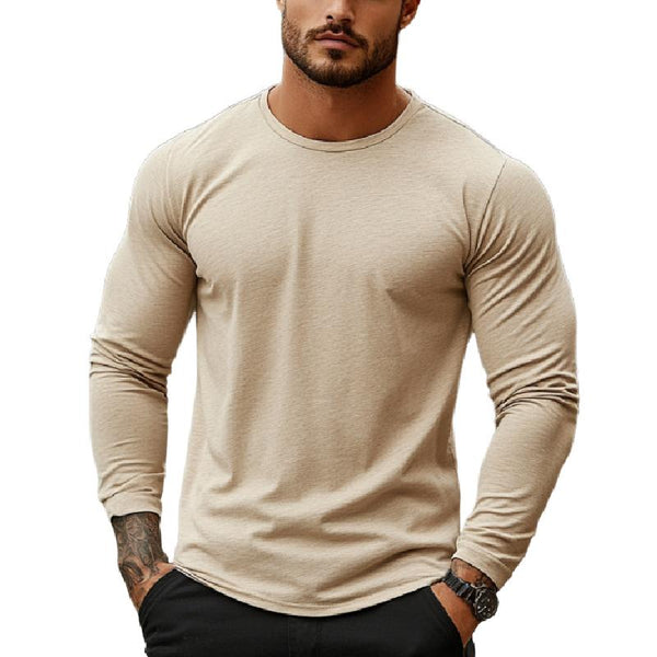 Men's Casual Comfortable Slim Fit Round NeckLong Sleeve T-shirt 38981585K