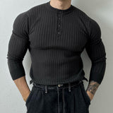 Men's Vintage Casual Solid Henley Sweater 17235787TO