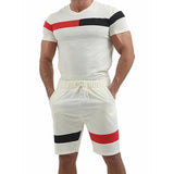 Men's Colorblock Round Neck Short Sleeve T-shirt Shorts Sports Set 29759730Z