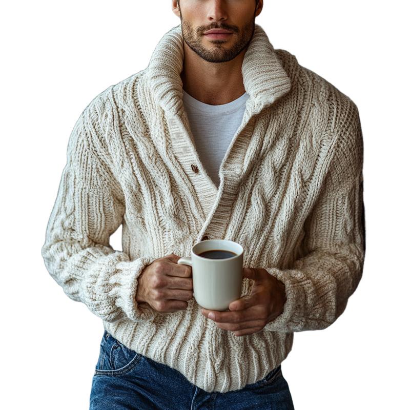 Men's Vintage Off-white Twist Knitted Sweater 27983994U