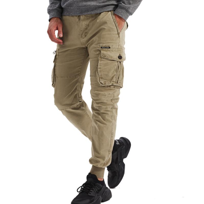 Pantalones clásicos casuales con múltiples bolsillos y puños elásticos para hombre 61479478K