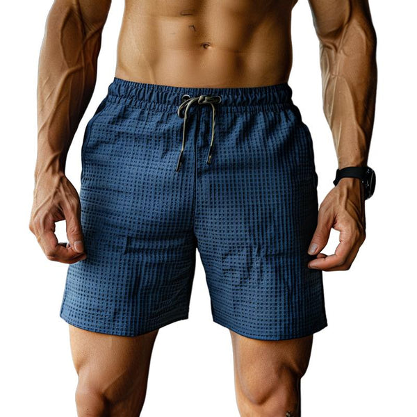 Men's Casual Waffle Elastic Waist Loose Athletic Shorts 30712717M