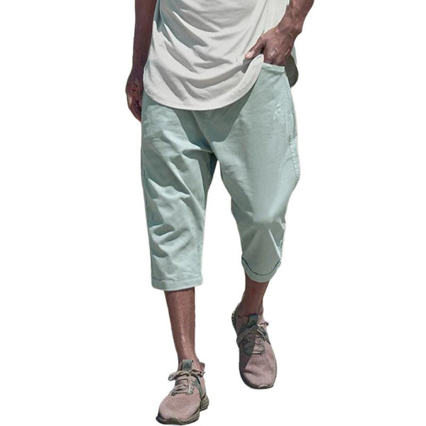 Men's Solid Cotton Cropped Cargo Pants 75233849Z
