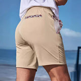Men's Casual Colorblock Printed Drawstring Shorts 47862049TO