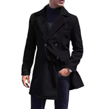 Men's Solid Color Notch Lapel Double Breasted Mid-length Casual Coat 51350449Z