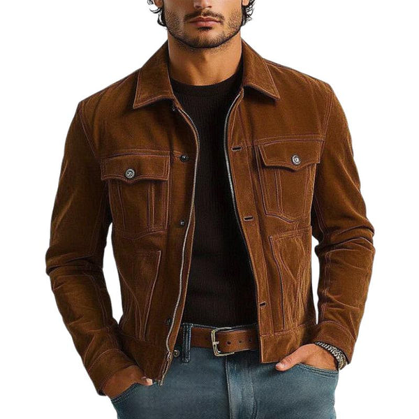 Men's Vintage Casual Suede Jacket 92543819F