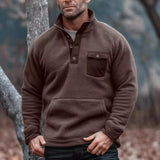 Men's Casual Stand Collar Polar Fleece Kangaroo Pocket Long Sleeve Sweatshirt 03464248M