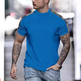 Men's Casual Waffle Stitching Round Neck Slim Short Sleeve T-shirt 47499943M