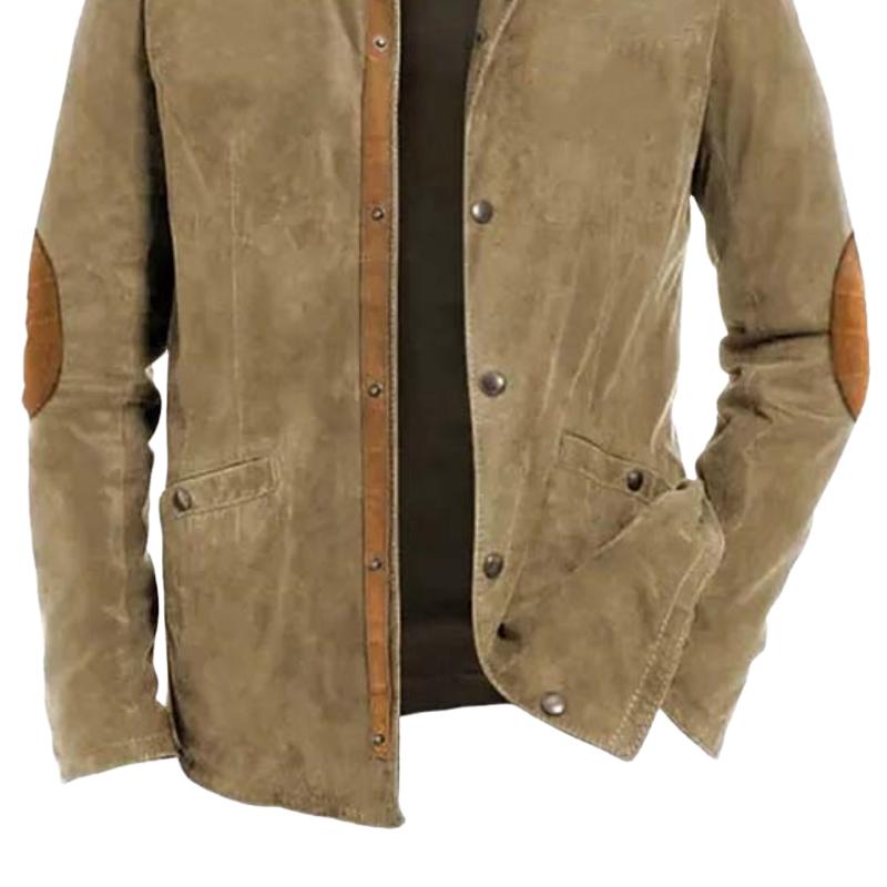 Men's Classic Vintage Leather and Suede Light Jacket 15003446K