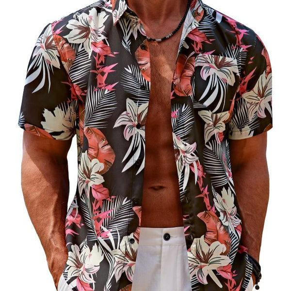 Men's Casual Hawaiian Beach Pocket Print Shirt 32655795TO