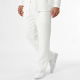 Men's Solid Waffle Jacket and Pants Set 54656528Y